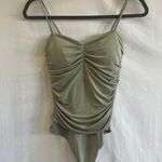 EXPRESS Body Contour Green Bodysuit Womens Size Small Ruching One Piece Feminine Photo 0