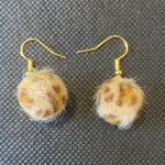 Handmade Cute faux fur Cheetah print Earrings , Brown And Gold drop dangle earrings Photo 7