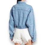 BLANK NYC Cropped Demin Trucker Jacket Elastic Waist M Photo 9