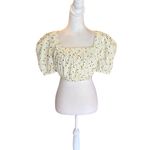 ZARA  Crop Top Floral Print Balloon Sleeve White Yellow Womens Size Small Photo 3