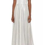 XScape Women's Off the Shoulder Ruffle Metallic Glitter Gown has Pockets size 14 Photo 0