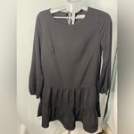 Molly Bracken Crewneck Long Puff Sleeve Black Mini Dress Medium Photo 1
