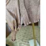 She & Sky  Smocked Crop Top Puff Sleeve Cheetah Print Metallic Date Night Summer Photo 4