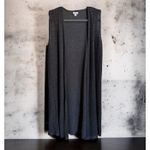 LuLaRoe  Womens Vest Sz S Joy Long Solid‎ Gray Grey Ribbed Duster Photo 2