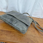 Ladies' Leather Distressed Messenger Style Crossbody Purse Green Photo 3