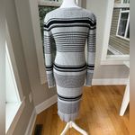 Gap Gray Black Striped Ribbed Stretch Knit Crewneck Long Sleeve Dress Sz Medium Photo 2