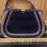 via spiga  Violet “Olivia” Purple Suede Snakeskin Leather Trim Clutch Handbag Photo 6