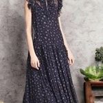 Coach silk Navy Blue Scattered Rose Print Pleated Dress. NWT Photo 0