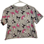 Sanrio Kuromi My Melody Short Sleeve Casual Cropped Top T-Shirt Gray Small Photo 0