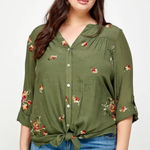Anthropologie fig and flower long sleeve shirt size 3X Photo 0