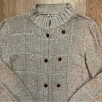 VNTG Marisa Christina Double Breasted Chunky Knit Silk Wool Cardigan Women’s L Tan Size L Photo 2