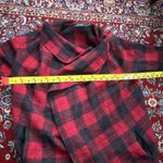Ralph Lauren Lauren  Wool Cardigan Sweater Wrap Red Plaid Boho Country Photo 3