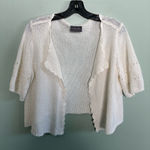 Wooden Ships  WHITE CALLIOPE SHORT SLEEVE CARDIGAN SCALLOPED COTTAGECORE SZ XS Photo 0