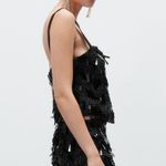 ZARA SEQUIN CROPPED CAMISOLE TOP BLACK SIZE S NEW Photo 8