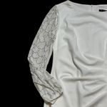 Marina White Boat Neck Embellished Long Sleeve Gown US 10 Photo 3