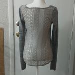 Hollister Co. Grey/Silver Long Sleeve Lace Sheer Top XS Casual Holiday Coquette Photo 3
