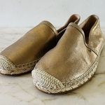 Coach  Casey Metallic Gold Leather Slip-On Espadrille Flats - US 8 Photo 0