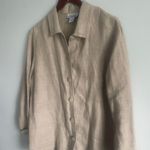 Style & Co Vintage 100% Linen Long Sleeve Button Down Lightweight Jacket Size 10 Tan Photo 3