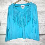 American Vintage Vintage Back in the Saddle Blue Fringe Long Sleeve Casual Top Size Medium Photo 11