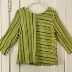 Habitat  blouse 3/4 sleeve size small green striped asymmetric lagenlook artsy Photo 0