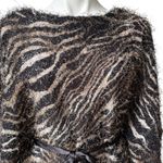 Alberto Makali Vintage 90s Shaggy Zebra Boatneck Poncho Sweater, Sz S/M Photo 6