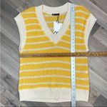 ZARA  Rustic Striped V-neck Sleeveless Tunic Sweater Vest Yellow Cream Small Photo 8
