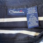 Catalina  Navy Blue White Striped Nautical Cotton 3/4 Sleeve Boat Neck Tee Shirt Photo 1