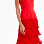 Anthropologie NWT Red Fringe Halter Midi Dress Size 10 Photo 0