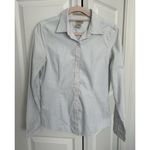 L.L.BEAN Womens Long sleeve Collared Button Up Blouse Shirt White/Blue Plaid XS White Photo 2