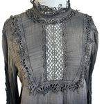 Free People FP One Witchy Edwardian Crochet Lace Blouse Size Medium Ombre Black Photo 5