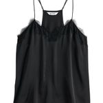 Nine West  XS black lace trim v-neck cami adjustable straps satin construction Photo 1