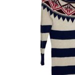 American Eagle  Sweater Dress Size Medium‎ Navy Cream Striped With Nordic Pattern Photo 3