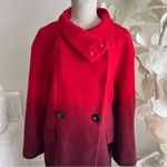 Worthington  Red Ombré Wool Blend Funnel Neck Pea Double-Breasted Coat Photo 8
