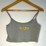 Hollister  Gray Sunflower Embroidered Women's Tank Tee Womens Size L Photo 0