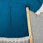 Kori America Crochet Trim Blouse Women's Small Teal Blue 3/4 Sleeve Photo 5