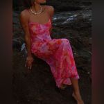 RUMORED Vintage Slip Maxi Dress In Watercolor Pansy Pink Size L Photo 4