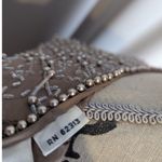 Oleg Cassini 80s 90s Vintage Couture Formal Beaded Crêpe Dress Beige Size 6 Photo 4