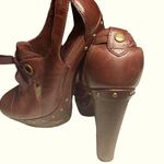 UGG  AUSTRALIA Women's NICCO Leather Studded CALF HAIR Heels Size 7 Rum color Photo 0
