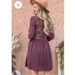 And The Why Back Lace Button Down Detail Bell Sleeve Dress M NWT Purple Size M Photo 1