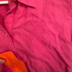 Ralph Lauren Lauren by  100% Linen Bright Pink Button Down Shirt Size Large Photo 4
