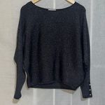 FOR THE REPUBLIC Metallic Black Dolman Sleeve Sweater Pearl Cuff Buttons Medium Photo 0