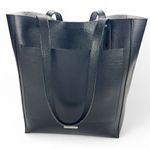 Rebecca Minkoff Stella North South Tote Bag Black Pebbled Leather Silver Lining Photo 1