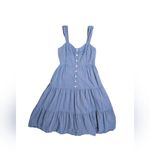 Madewell   Button-Front Tiered Midi Dress in Stripe Size 0 Cerulean Blue Photo 5