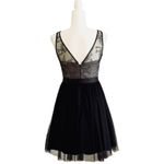 AQUA  Dress Black Lace Mesh Tulle Sleeveless Formal Party Wedding Mini Size 2 Photo 3