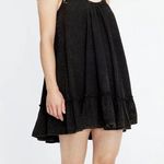 Lacausa  Reina Mini Dress Babydoll Oversized Shirred Neckline Ruffle Hem Black M Photo 0