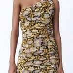 ZARA NWT  One Shoulder Metallic Floral Mini Dress in Purple Gold Size Extra Small Photo 0