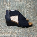 Comfortiva Alesha Stretch Woven Wedge Heeled Sandal in Navy (Wide) Size 9.5 Photo 4