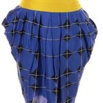 Anthropologie  Odille Blue And Yellow Cotton Skirt Big Pocket Size 4 Fargyle Photo 0