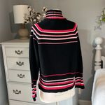 Liz Claiborne  Lizsport Petite Sweater Black Striped Cotton Acrylic Cotton MP Photo 5