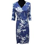Soft Surroundings Hyannis Blue Floral Faux Wrap Knit Dress Size Petite Small Photo 2